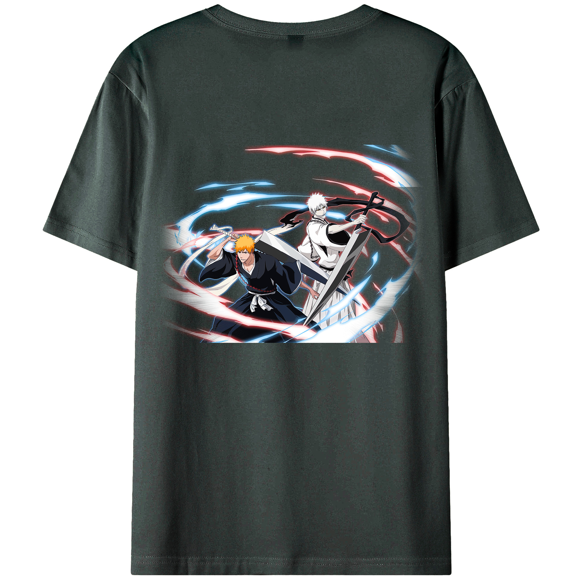 （画像用） ブリーチ 黒崎一護（くろさき いちご）BLEACH Kurosaki Ichigo 綿100％ メンズ半袖Tシャツ（バックプリント） 通気性